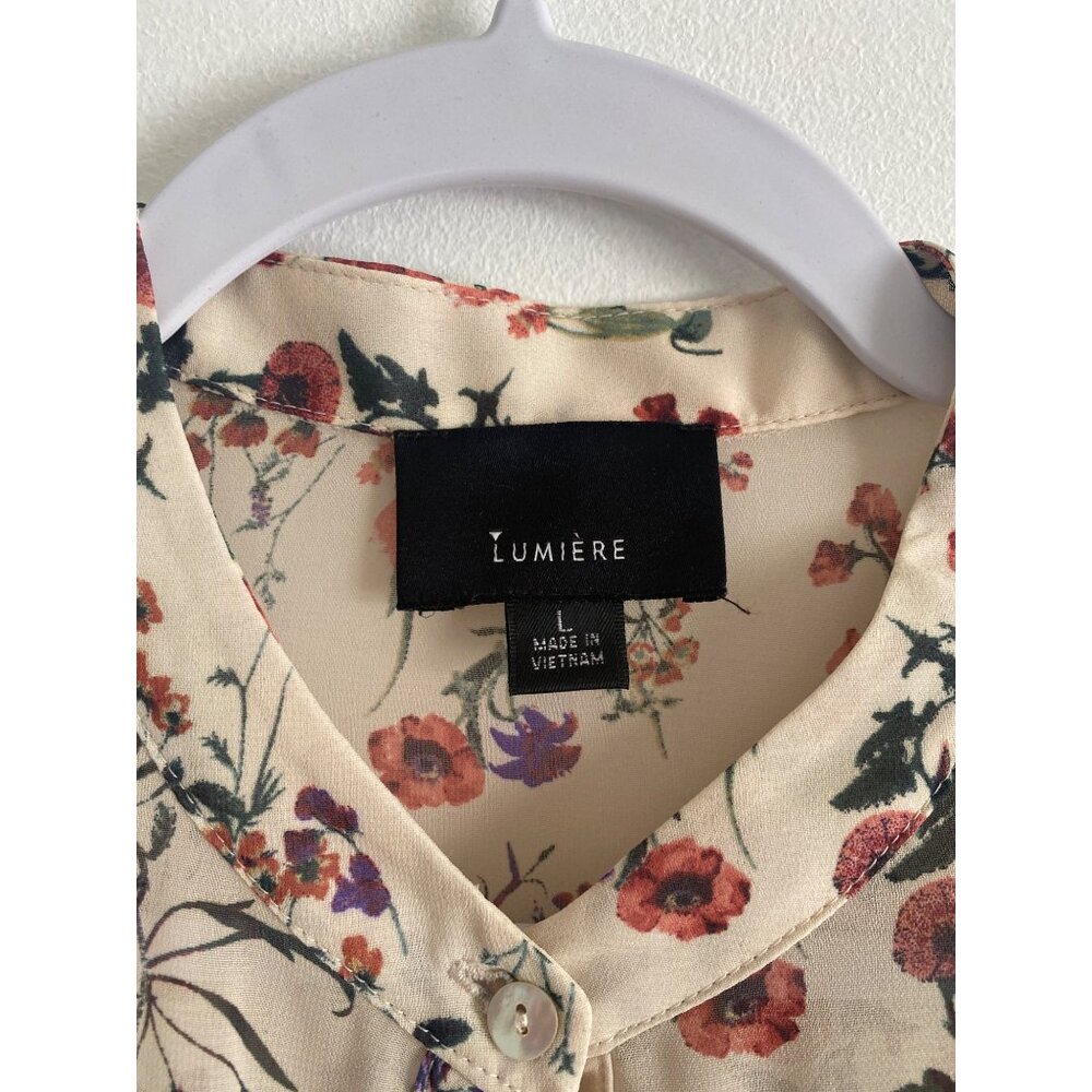 Lumière Floral Long-Sleeve Blouse With Button Front & Sheer Fabric Size L - Picture 4 of 6